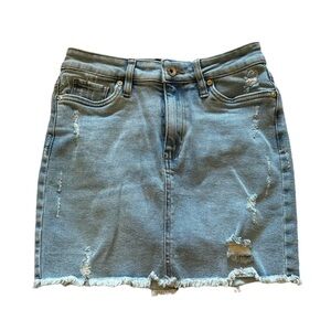 Kendall + Kylie Distressed Denim Pencil Skirt